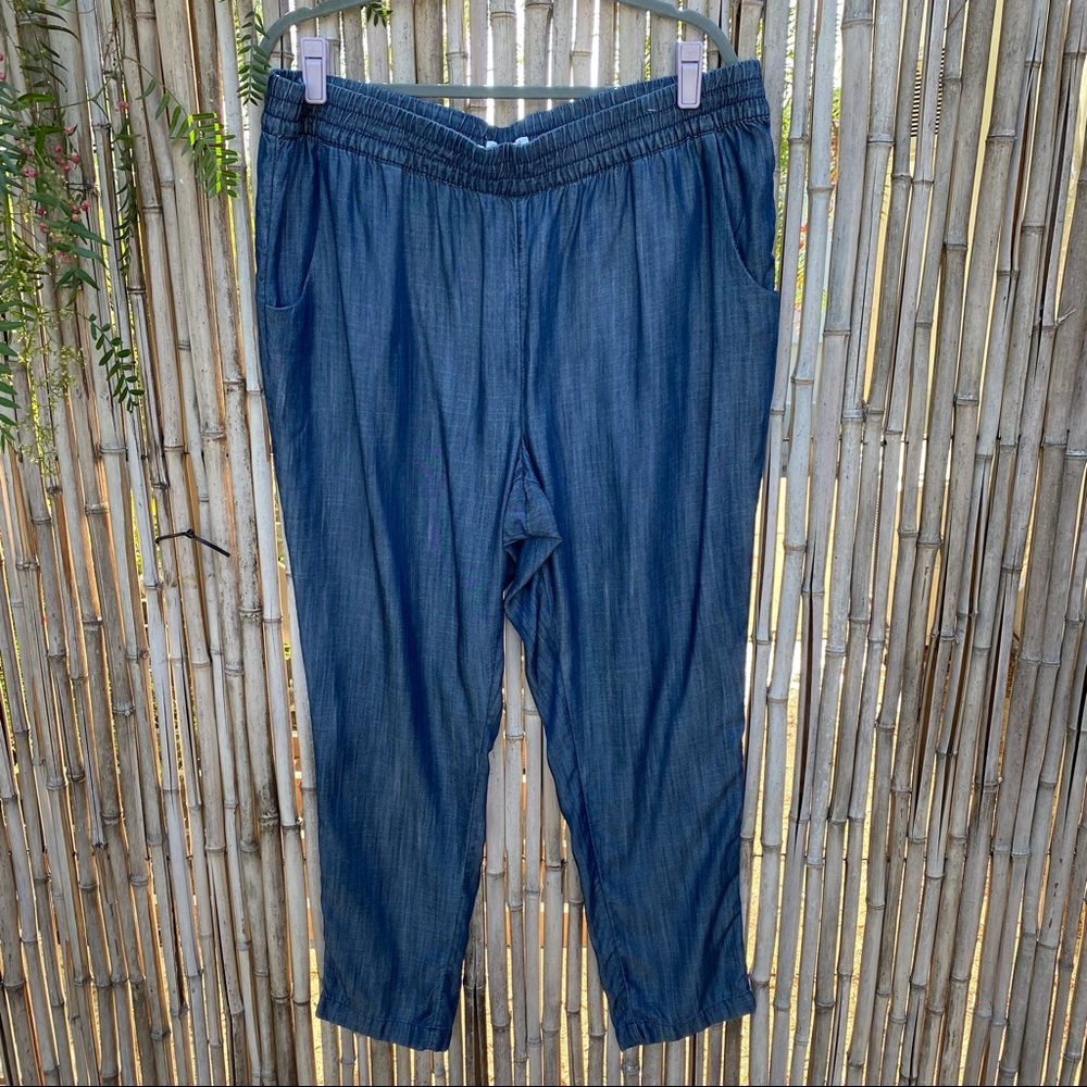 Coldwater creek blue chambray tencel pull-on pants